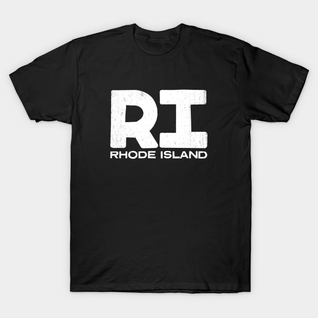 RI Rhode Island Vintage State Typography T-Shirt by Commykaze